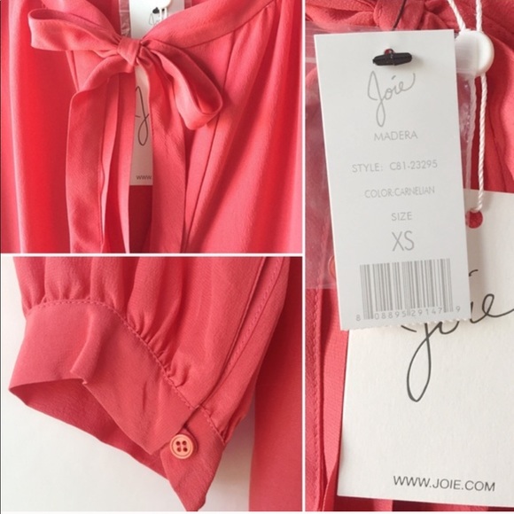 Joie Madera Silk Tie Blouse in Carnelia - Picture 3 of 4